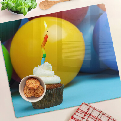 Tábua para corte Cupcake de aniversário com balões
