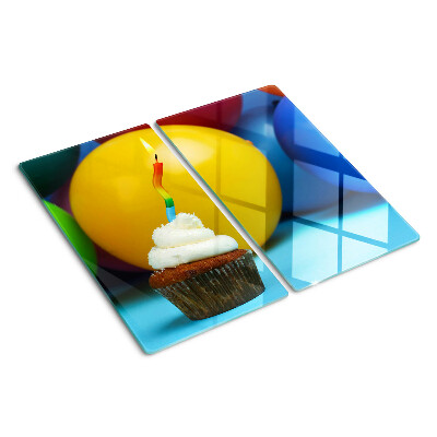 Tábua para corte Cupcake de aniversário com balões
