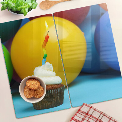 Tábua para corte Cupcake de aniversário com balões