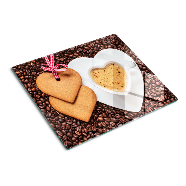 Tábua para cozinha Café com coração e biscoitos