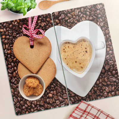 Tábua para cozinha Café com coração e biscoitos