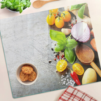 Tábua para cozinha Ingredientes e ervas da cozinha