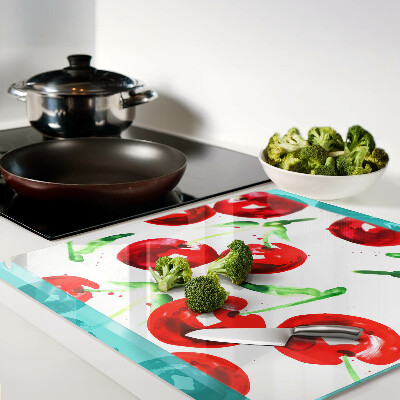 Tábua para cozinha Cerejas vermelhas em um fundo branco