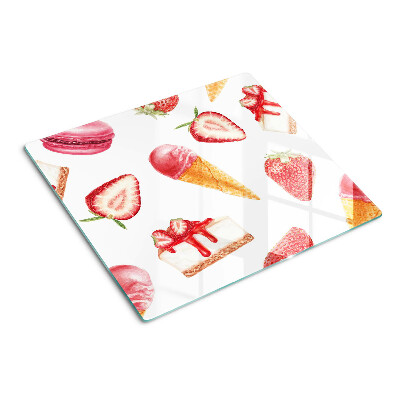 Tábua para corte Sorvete e morangos