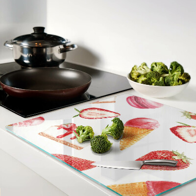 Tábua para corte Sorvete e morangos