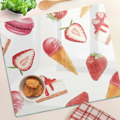 Tábua para corte Sorvete e morangos