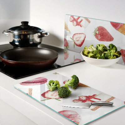 Tábua para corte Sorvete e morangos