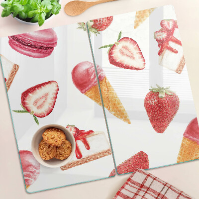 Tábua para corte Sorvete e morangos