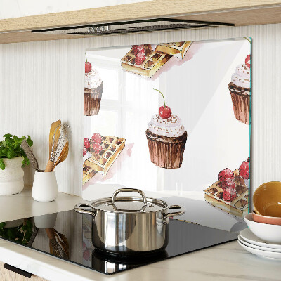 Tábua para cozinha Waffles e cupcakes com cerejas