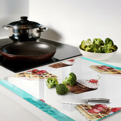 Tábua para cozinha Waffles e cupcakes com cerejas