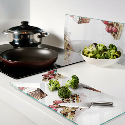 Tábua para cozinha Waffles e cupcakes com cerejas