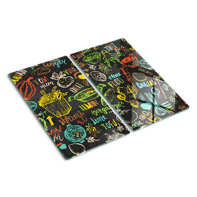 Tábua para corte Tema culinário com comida