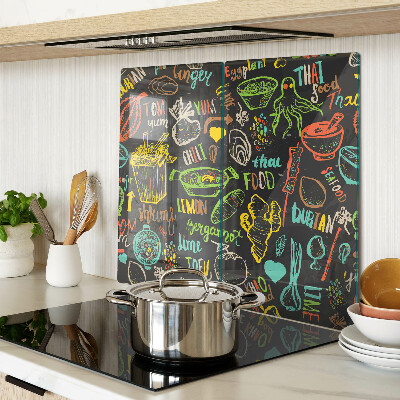 Tábua para corte Tema culinário com comida