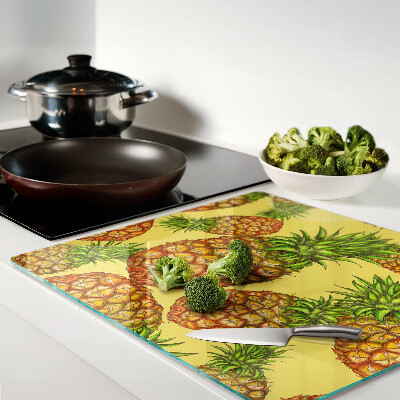 Tábua para corte Abacaxis em fundo amarelo