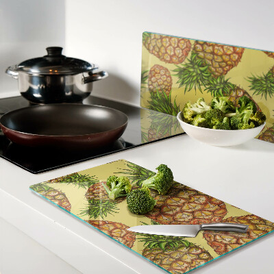 Tábua para corte Abacaxis em fundo amarelo