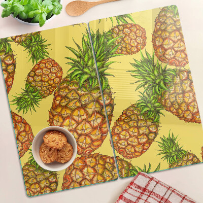 Tábua para corte Abacaxis em fundo amarelo