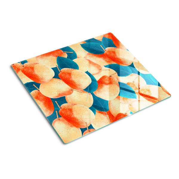 Tábua para cozinha Pêssegos contra o fundo de folhas