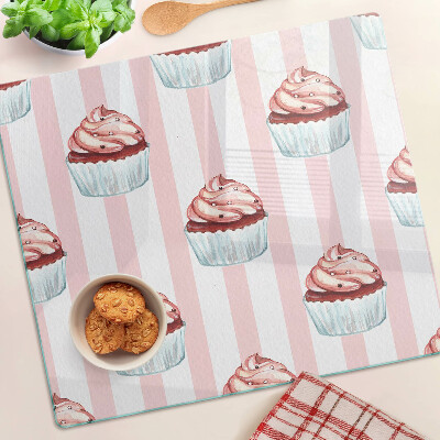 Tábua para corte Cupcakes com listras rosa