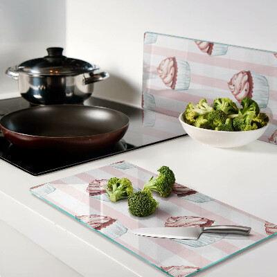 Tábua para corte Cupcakes com listras rosa