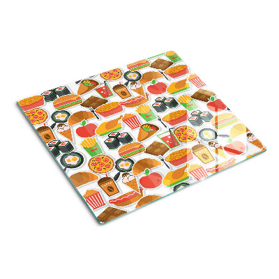 Tábua para corte Tema de comida e lanches