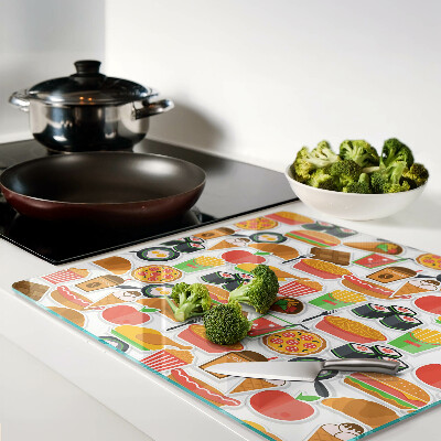 Tábua para corte Tema de comida e lanches