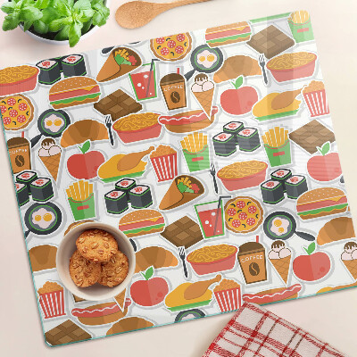 Tábua para corte Tema de comida e lanches