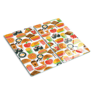 Tábua para corte Tema de comida e lanches