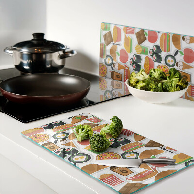 Tábua para corte Tema de comida e lanches