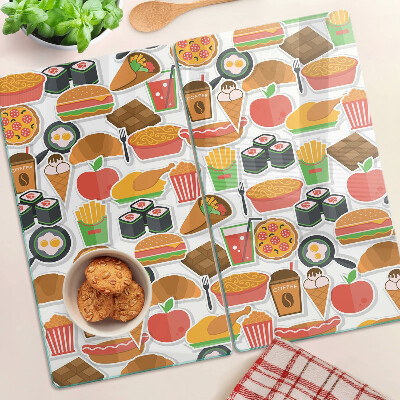 Tábua para corte Tema de comida e lanches