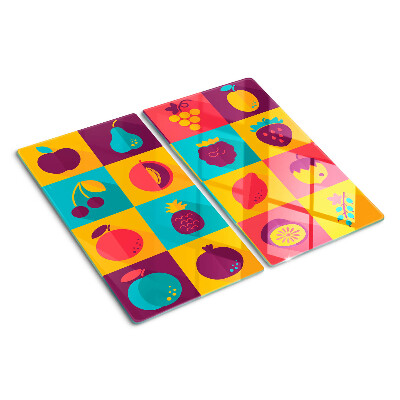 Tábua para corte Motivo de frutas em quadrados coloridos