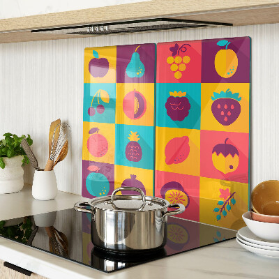 Tábua para corte Motivo de frutas em quadrados coloridos