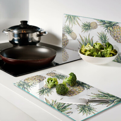 Tábua para cozinha Abacaxis em fundo branco