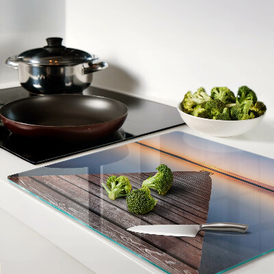 Tábua para cozinha Píer no lago ao pôr do sol