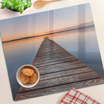 Tábua para cozinha Píer no lago ao pôr do sol