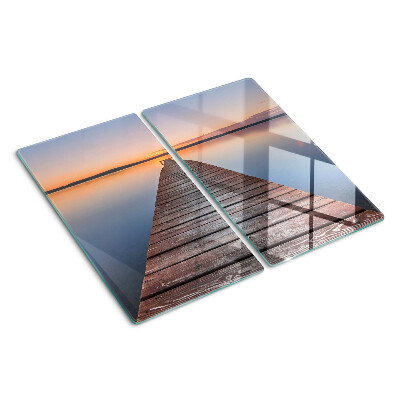 Tábua para cozinha Píer no lago ao pôr do sol
