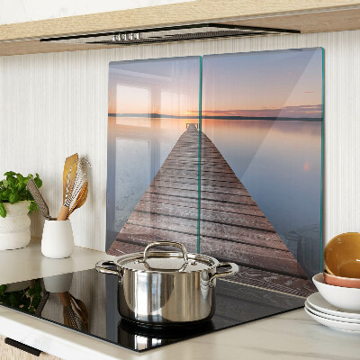 Tábua para cozinha Píer no lago ao pôr do sol