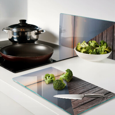 Tábua para cozinha Píer no lago ao pôr do sol