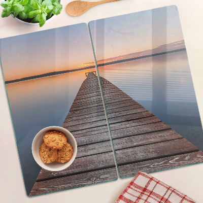 Tábua para cozinha Píer no lago ao pôr do sol