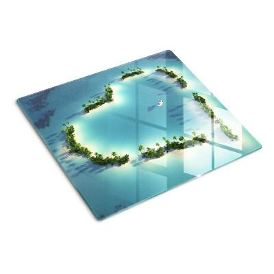 Tábua para corte Uma ilha paradisíaca com palmeiras