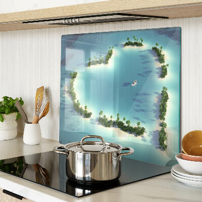 Tábua para corte Uma ilha paradisíaca com palmeiras