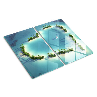 Tábua para corte Uma ilha paradisíaca com palmeiras