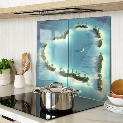 Tábua para corte Uma ilha paradisíaca com palmeiras