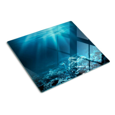 Tábua para corte Paisagem subaquática com um recife de coral