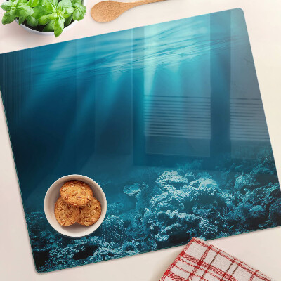 Tábua para corte Paisagem subaquática com um recife de coral