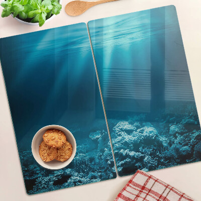 Tábua para corte Paisagem subaquática com um recife de coral