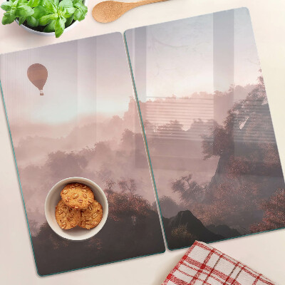 Tábua para cozinha Balão de ar quente sobre a paisagem