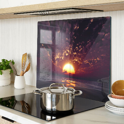 Tábua para cozinha Pôr do sol sobre o mar