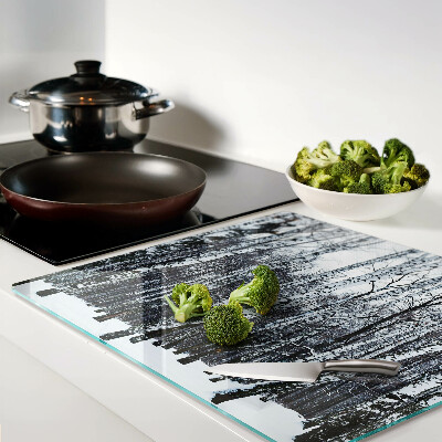 Tábua para corte Floresta de inverno com bétulas