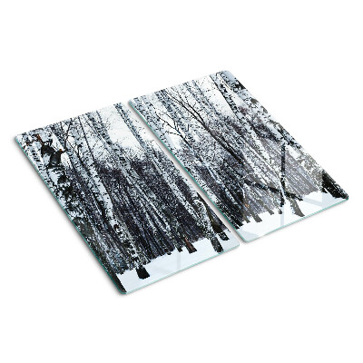 Tábua para corte Floresta de inverno com bétulas