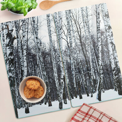 Tábua para corte Floresta de inverno com bétulas